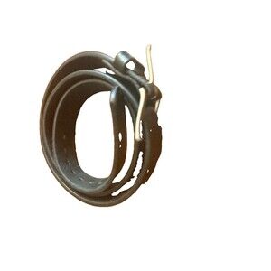 Bull hide Mens Sz 50 Leather Belt Stainless Buckle, USA Made -